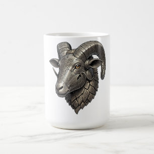 Keltischer Silber Widderkopf mit Knotenmustern Kaffeetasse