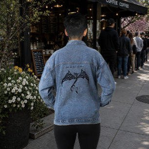 Keltischer Stammesdrache Knotenwerk Schwarz Weiß F Jeansjacke