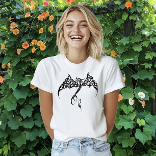 Keltischer Stammesdrache Knotenwerk Schwarz Weiß F T-Shirt
