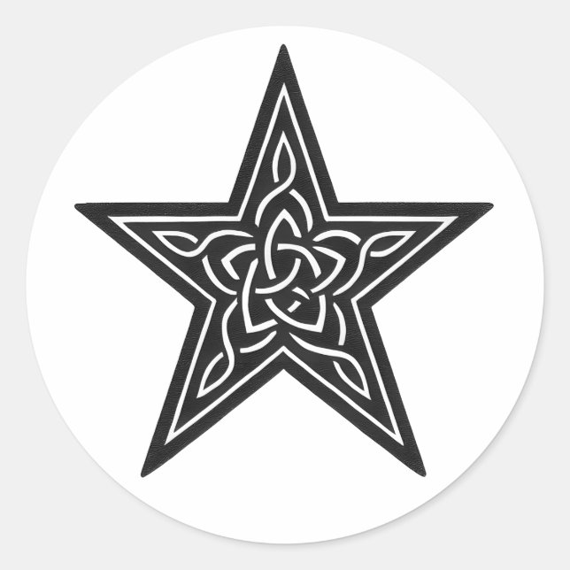 Keltischer Sternknoten – Tinten-Emblem Runder Aufkleber (Vorderseite)