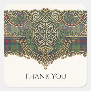 Keltischer Tartan-Dankeschön-Hochzeitsaufkleber Quadratischer Aufkleber