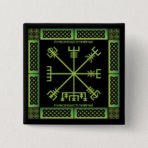 Keltischer Vegvisir-Button (Quadratisch) Button