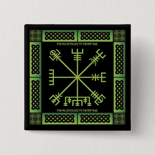 Keltischer Vegvisir-Button (Quadratisch) Button (Vorderseite)