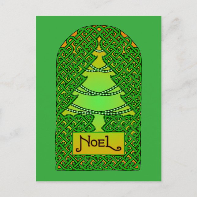 Keltischer Weihnachtsbaum Feiertagspostkarte (Vorderseite)
