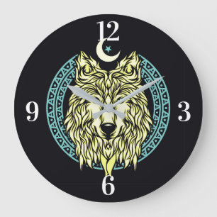 Keltischer Wolf Große Wanduhr