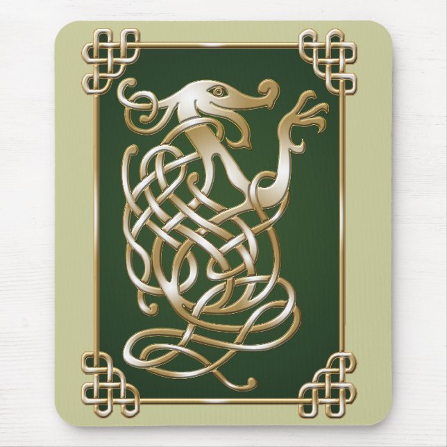 Keltischer Wolf - Grüner Hintergrund Mousepad (Vorne)