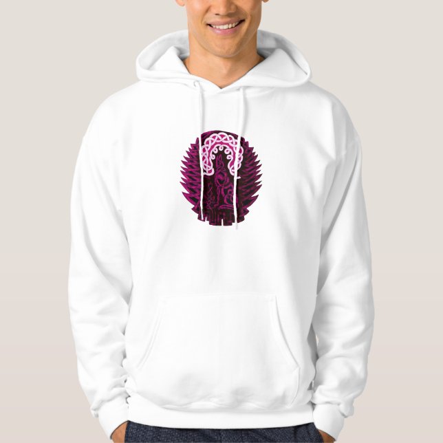 Keltischer Wolf/Mond, rosa Hoodie (Vorderseite)