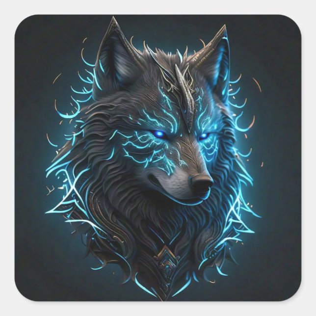 Keltischer Wolf Quadratischer Aufkleber (Vorderseite)