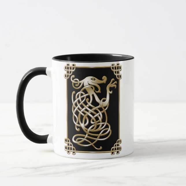 Keltischer Wolf - Schwarzer Hintergrund Tasse (Links)