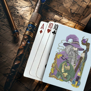 Keltischer Zauberer-Drache Fantasy Lila Spielkarten