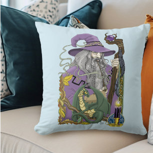Keltischer Zauberer Drache Lila Fantasy Kissen