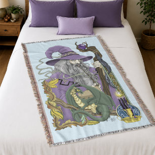 Keltischer ZaubererDrachen Fantasy Lila Decke
