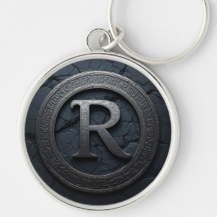 ⚫ Keltisches Buchstaben-R-Monogramm-Emblem-Design Schlüsselanhänger