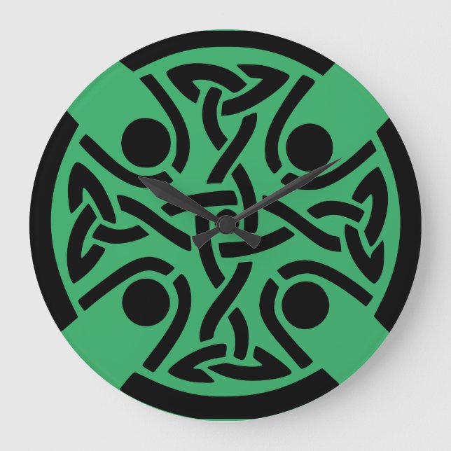 Keltisches Christliches Kreuz Große Wanduhr (Vorderseite)