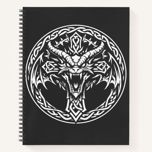 Keltisches Drachen-Emblem von BurnsInHell Notizbuch (Vorderseite)