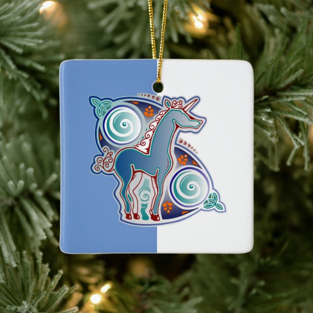 Keltisches Einhorn Keramikornament (Baum)