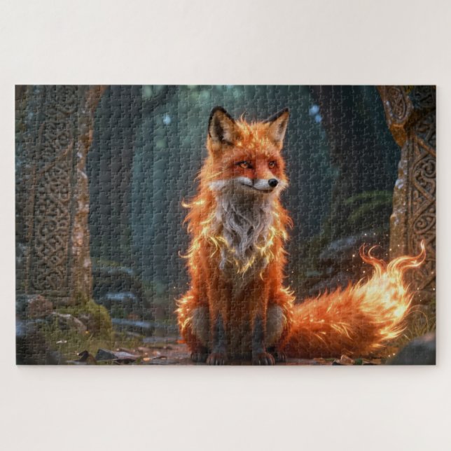 Keltisches Geisttier-Fuchs-Jigsaw-Puzzle Puzzle (Horizontal)