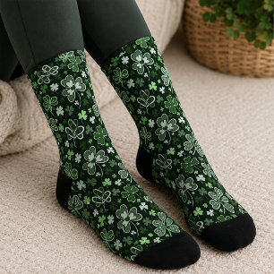 Keltisches Kleeblattmuster Grüne Irische Herzen Socken