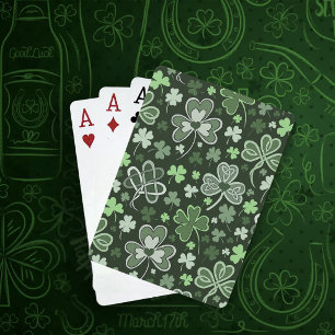 Keltisches Kleeblattmuster Grüne Irische Herzen Spielkarten