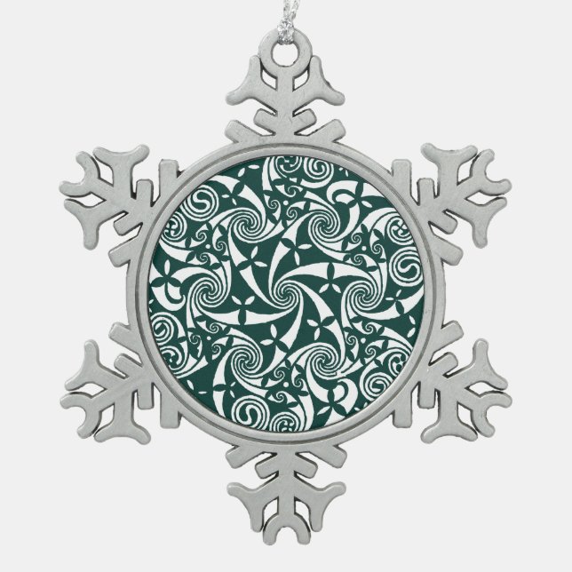 Keltisches Knoten-Medaillon-runder Entwurf, Schneeflocken Zinn-Ornament (Vorderseite)