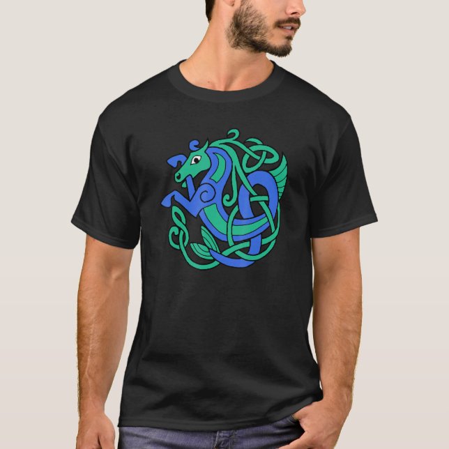 Keltisches Knoten-Seepferdchen Hippocampus T-Shirt (Vorderseite)