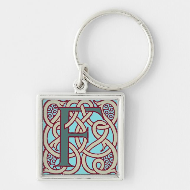 Keltisches Knotenbuchstabe-Initialenmonogramm F Schlüsselanhänger (Vorne)