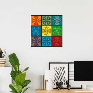 Keltisches Knotenkreuzmuster Pop-Art Poster