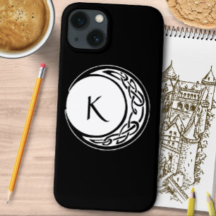 Keltisches Knotenmuster-Mondkreis-Monogramm Schwar Case-Mate iPhone Hülle
