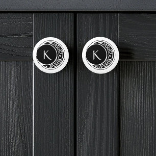Keltisches Knotenmuster-Mondkreis-Monogramm Schwar Keramikknauf