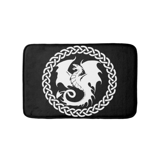 Keltisches Kreis-Drache-Schwarzes Badematte (Vorderseite)