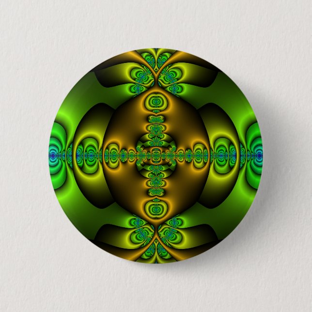 Keltisches Kreuz-Fraktal-Kunst Button (Vorderseite)