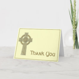 Keltisches Kreuz im Gold und mythisches Elfenbein Dankeskarte