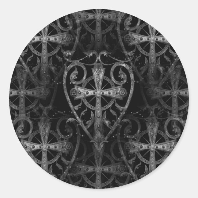 keltisches Kreuz in herzgotischer Kryptür Runder Aufkleber (Vorderseite)