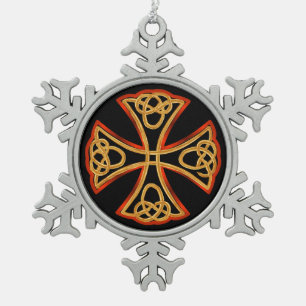 Keltisches Kreuz-Ornament Schneeflocken Zinn-Ornament