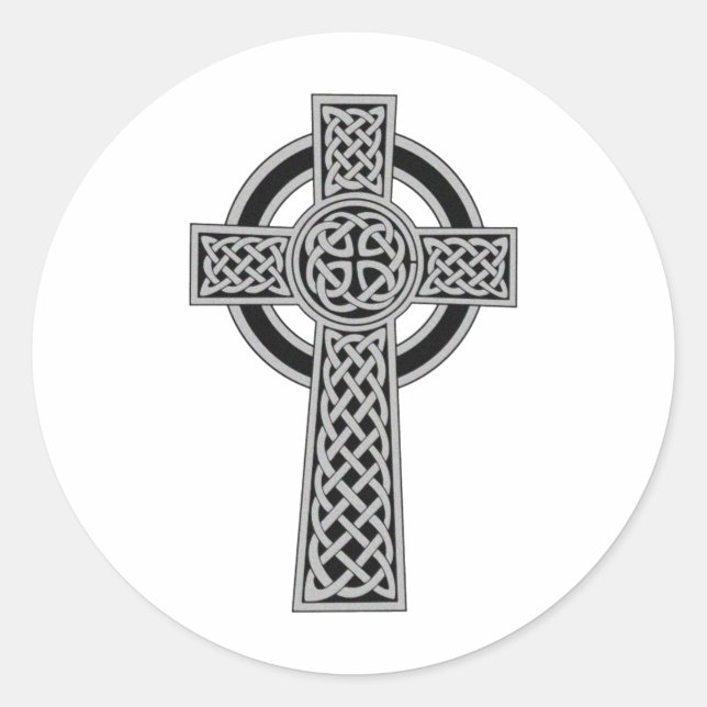 Keltisches Kreuz - Silber Runder Aufkleber (Vorderseite)