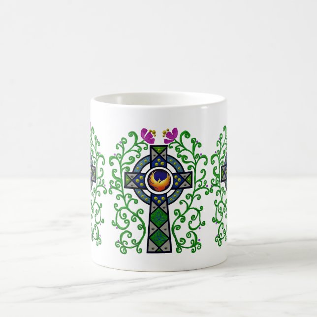 Keltisches Kreuz, Sun und Phoenix Kaffeetasse (Mittel)