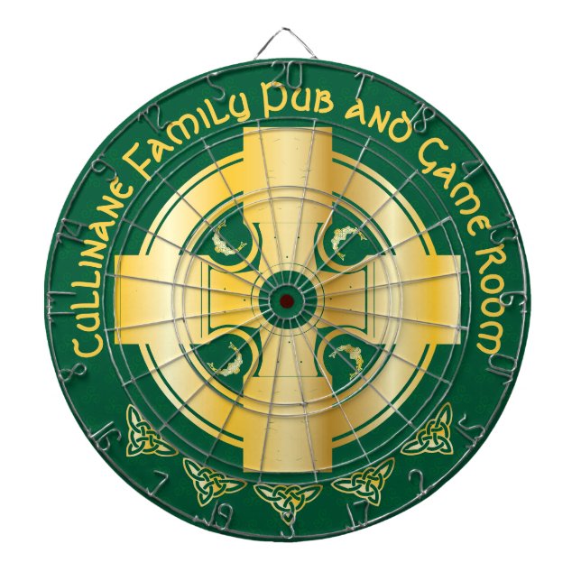 Keltisches Kreuz und Knoten Buchstaben C Monogramm Dartscheibe (vorne)