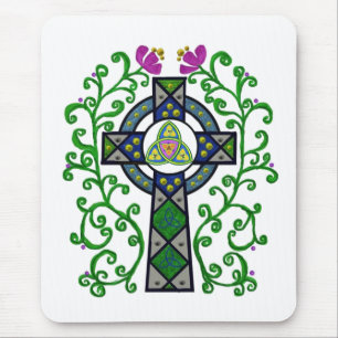 Keltisches Kreuz und Reben Mousepad