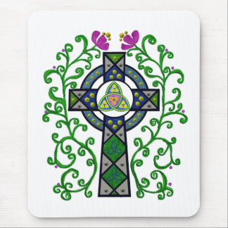Keltisches Kreuz und Reben Mousepad