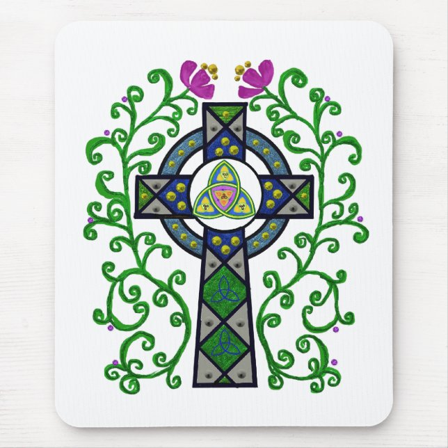 Keltisches Kreuz und Reben Mousepad (Vorne)