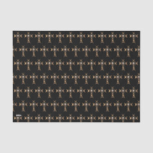 Keltisches Kreuz und Schädel (Gold) Seidenpapier