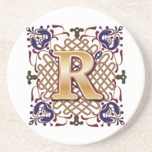 Keltisches Monogramm Buchstabe R Sandstein Untersetzer