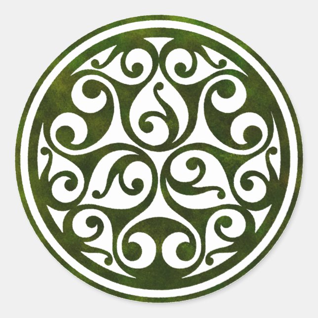 keltisches Ornament-Design von mosspathstoneworks. Runder Aufkleber (Vorderseite)