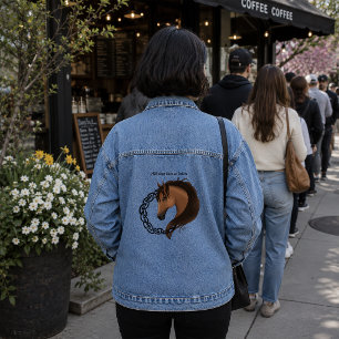 Keltisches Pferd Gelber Knotwork-Kreis Mythisches Jeansjacke