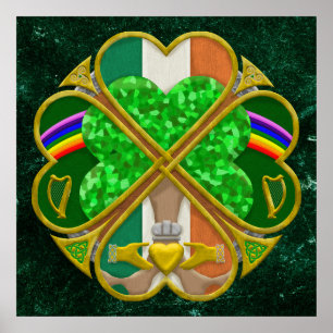 Keltisches Shamrock-Erbesymbol Irisch Inspiriert Poster