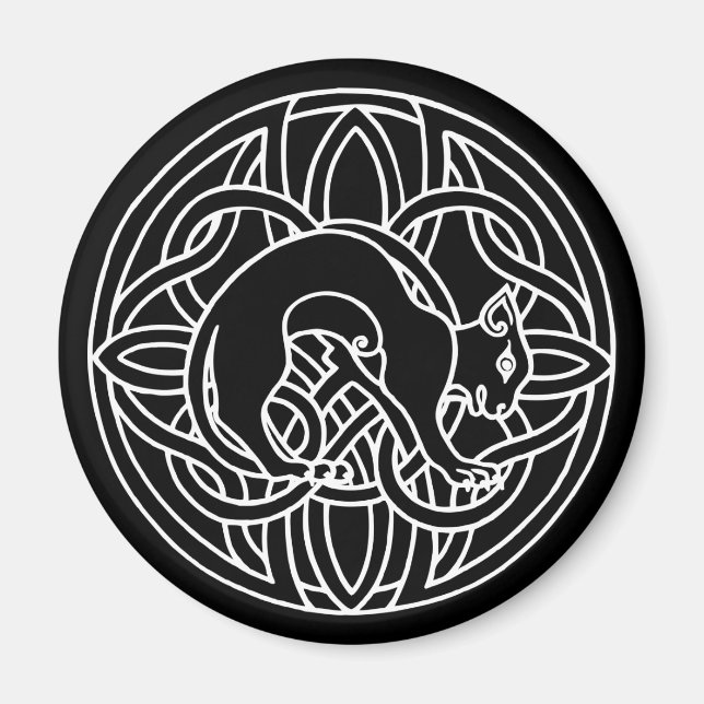 Keltisches Tribal Magische Katze Magnet (Vorne)