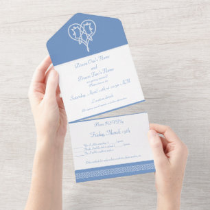 Keltisches Webmuster-Herz in Periwinkle All In One Einladung