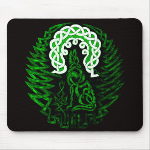Keltisches Wolf-/Mondgrün Mousepad