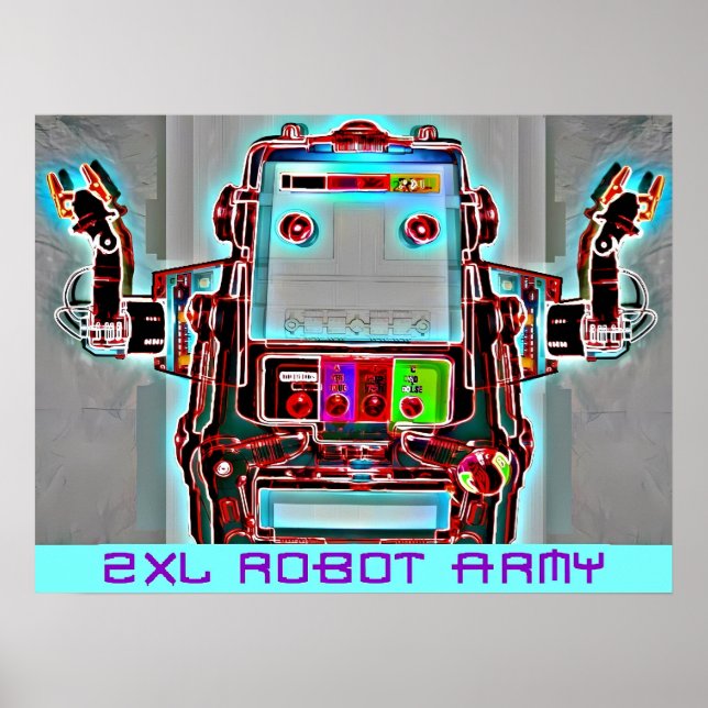 Ken Gage 2-XL Robot Army Retrowave Pop Surrealismu Poster (Vorne)