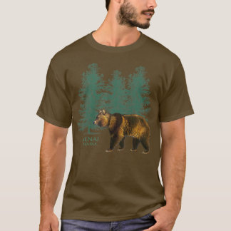 Kenai Alaska Trees Bear Vintag-Look Souvenir Prem T-Shirt